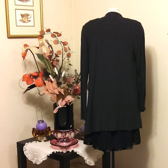 NWOT Nicole Miller Woman's Deep Gray Open Front Coat Outerwear Size L 12 14 L - Picture 5 of 5